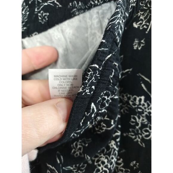 J Jill L* jogger pants women Drawstring Waist Black Floral comfort Pocket - Picture 9 of 13